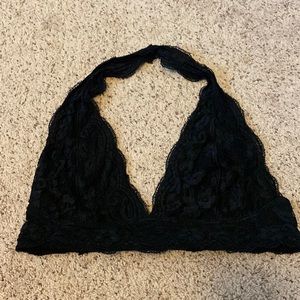 Urban Outfitters black lace halter bralette, size Large